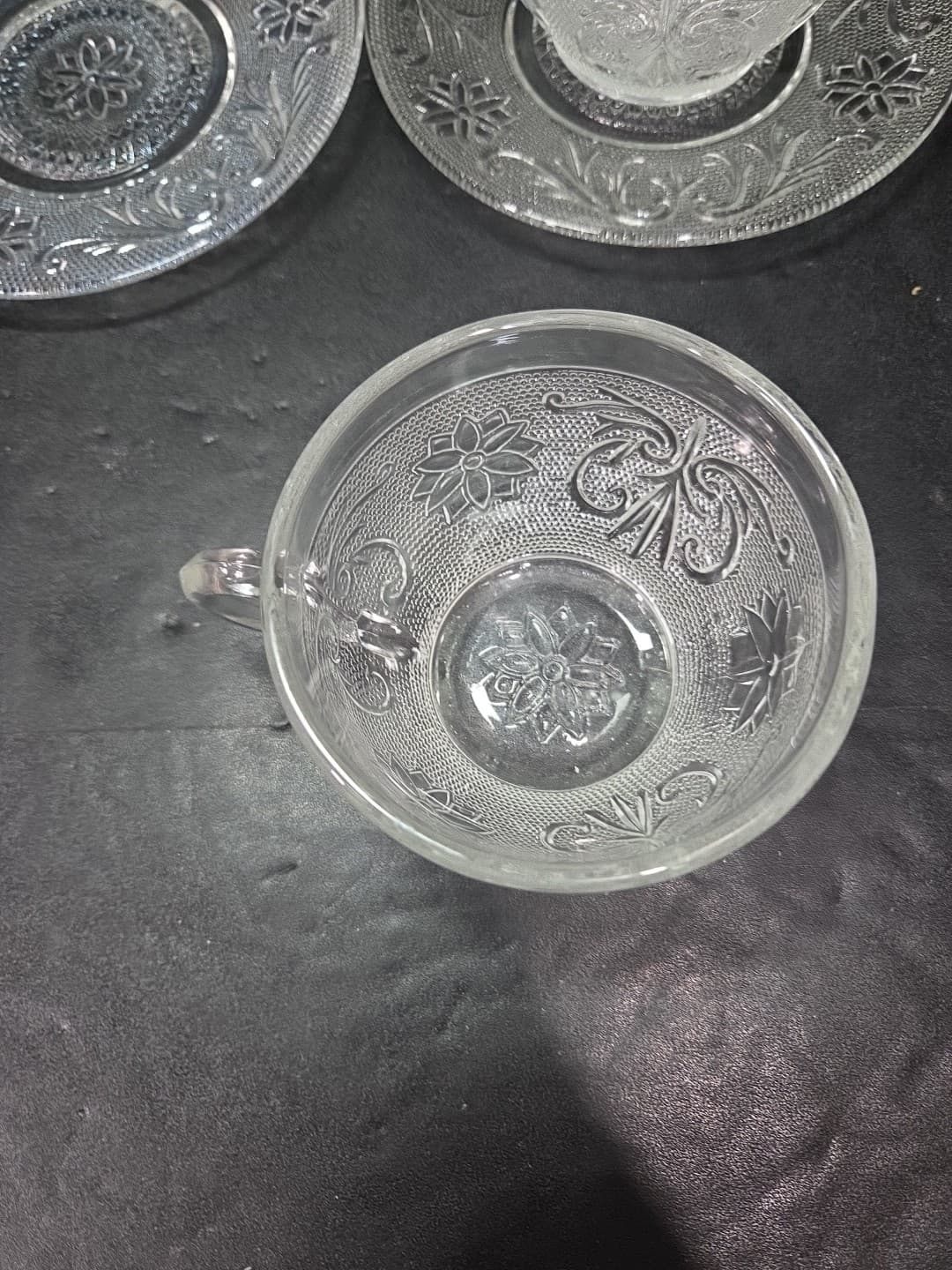 Anchor Hocking Sandwich Pattern Cups & Saucers, Set of 2, Vtg Snack Set, 4 Piece - Thumbnail 5