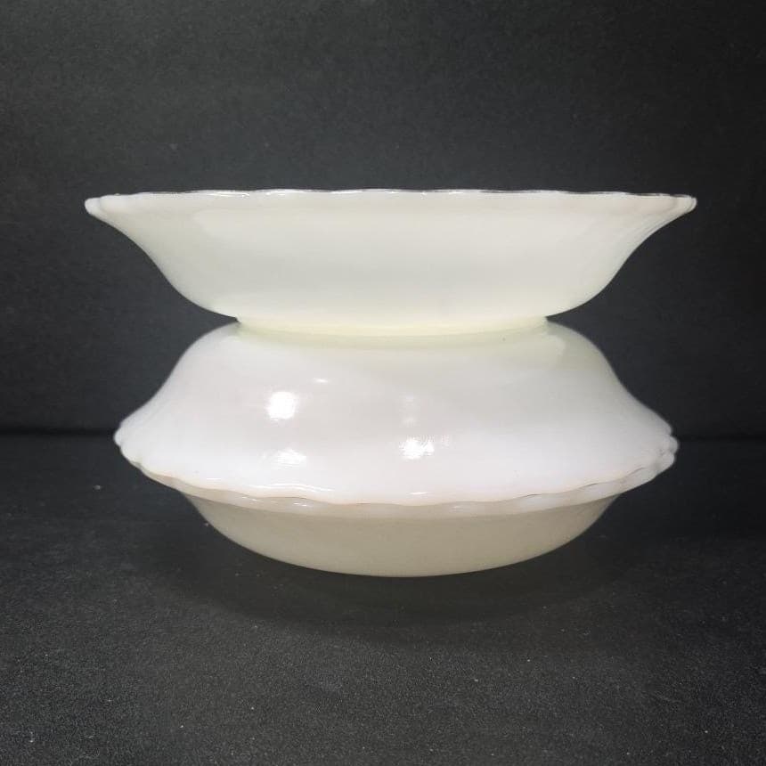 Anchor Hocking Fire King White Bowls, Set of 3, Vintage Milk Glass Dinnerware - Thumbnail 10