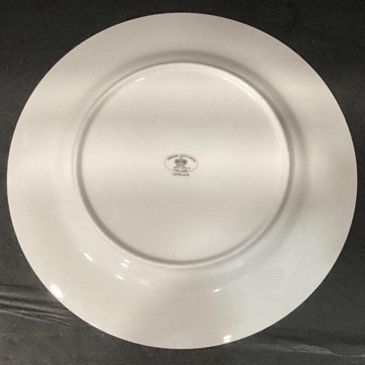 Crown Victoria "Lovelace" Dinner Plates, Set of 4, Platinum Trim, Vintage China - Thumbnail 4