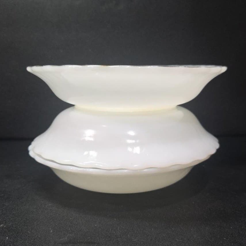 Anchor Hocking Fire King White Bowls, Set of 3, Vintage Milk Glass Dinnerware - Thumbnail 8