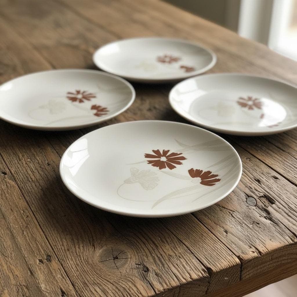 Royal China Cavalier Ironstone "Can Can" Dessert Plates, Set of 4, Dinnerware