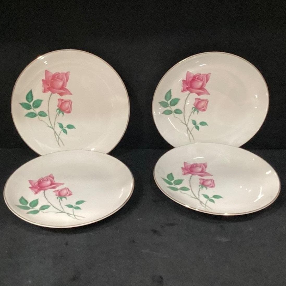 Canonsburg Bermuda Rose Salad Plates, Set of 4, Mid-Century Pottery, Dinnerware - Thumbnail 5