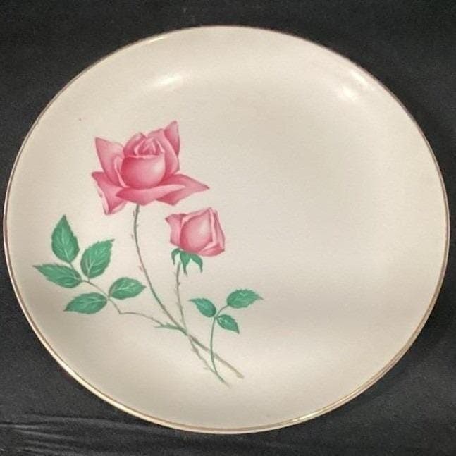 Canonsburg Bermuda Rose Salad Plates, Set of 2, Mid Century Pottery, Dinnerware - Thumbnail 4