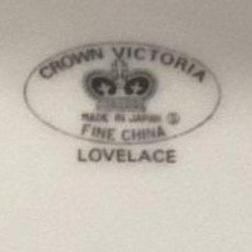 Crown Victoria "Lovelace" Dinner Plates, Set of 2, Platinum Trim, Vintage China - Thumbnail 3