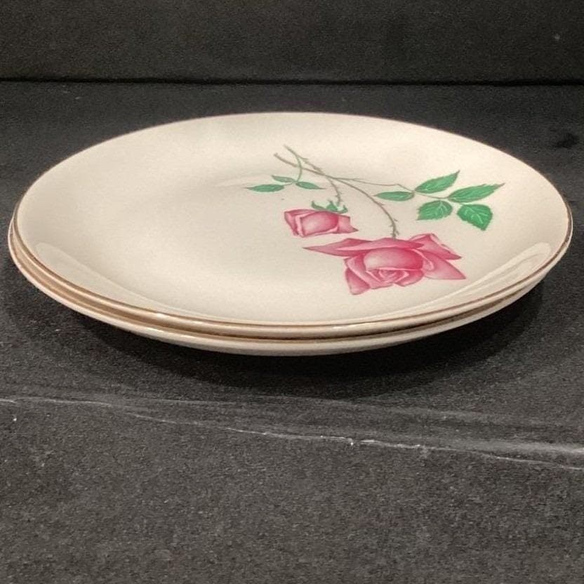 Canonsburg Bermuda Rose Salad Plates, Set of 2, Mid Century Pottery, Dinnerware - Thumbnail 8