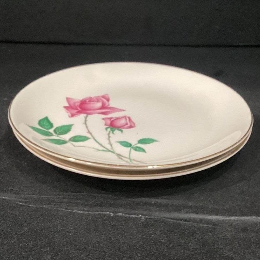 Canonsburg Bermuda Rose Salad Plates, Set of 2, Mid Century Pottery, Dinnerware - Thumbnail 6