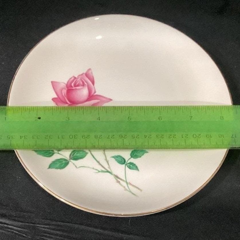 Canonsburg Bermuda Rose Salad Plates, Set of 4, Mid-Century Pottery, Dinnerware - Thumbnail 2