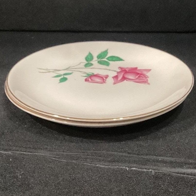 Canonsburg Bermuda Rose Salad Plates, Set of 2, Mid Century Pottery, Dinnerware - Thumbnail 9