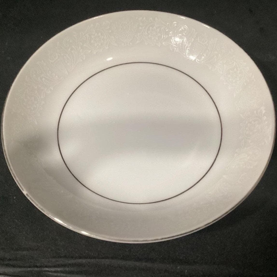 Crown Victoria "Lovelace" Berry Bowls, Set of 4, Platinum Rim, Vintage Japan - Thumbnail 7