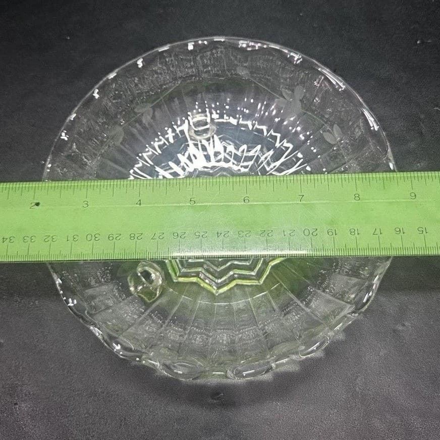 Anchor Hocking Floral Etched Candy Bowl, Tri-Footed Glass Dish, Clear Glassware - Thumbnail 5