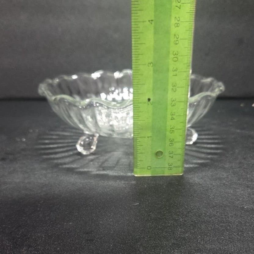 Anchor Hocking Floral Etched Candy Bowl, Tri-Footed Glass Dish, Clear Glassware - Thumbnail 6