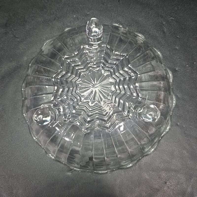 Anchor Hocking Floral Etched Candy Bowl, Tri-Footed Glass Dish, Clear Glassware - Thumbnail 4