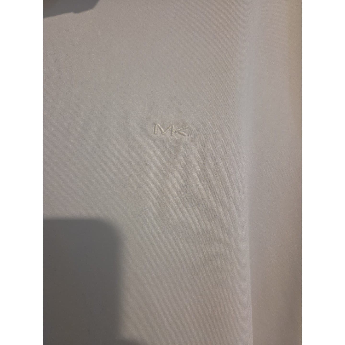 Michael Kors White Short Sleeve Polo Shirt, MK Logo, Men's Large Polyester Blend - Thumbnail 7