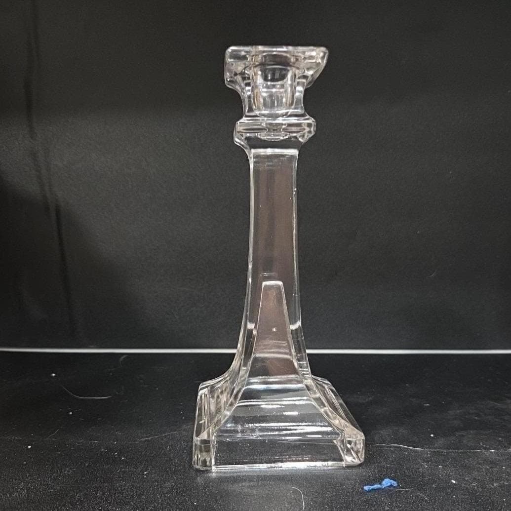 Westmoreland Style Vintage Square Cut Clear Glass Candlestick, Candle Holder - Thumbnail 9