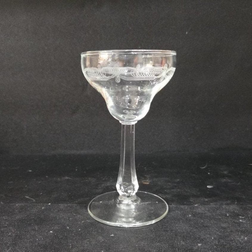 Libbey Needle Etched Cordial Glass, Vintage Liqueur Stemware, Barware Accessory - Thumbnail 11