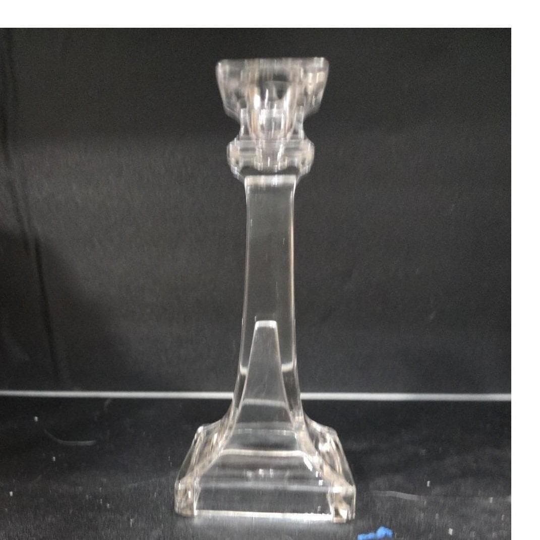 Westmoreland Style Vintage Square Cut Clear Glass Candlestick, Candle Holder - Thumbnail 10