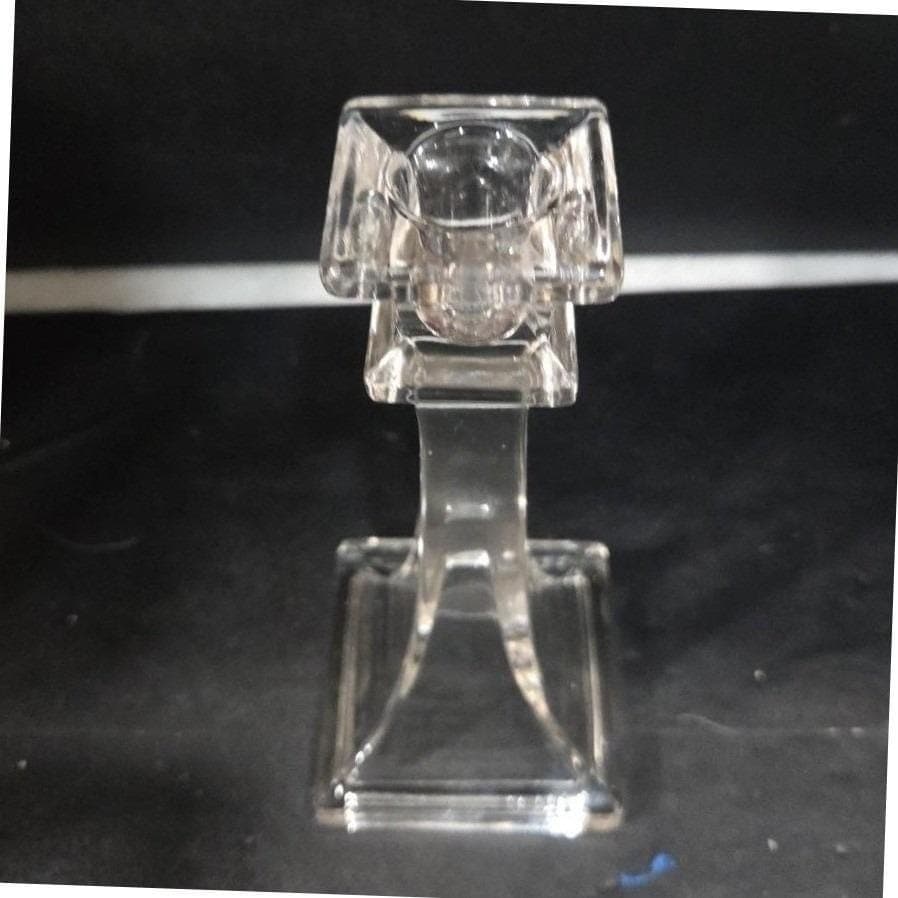 Westmoreland Style Vintage Square Cut Clear Glass Candlestick, Candle Holder - Thumbnail 6