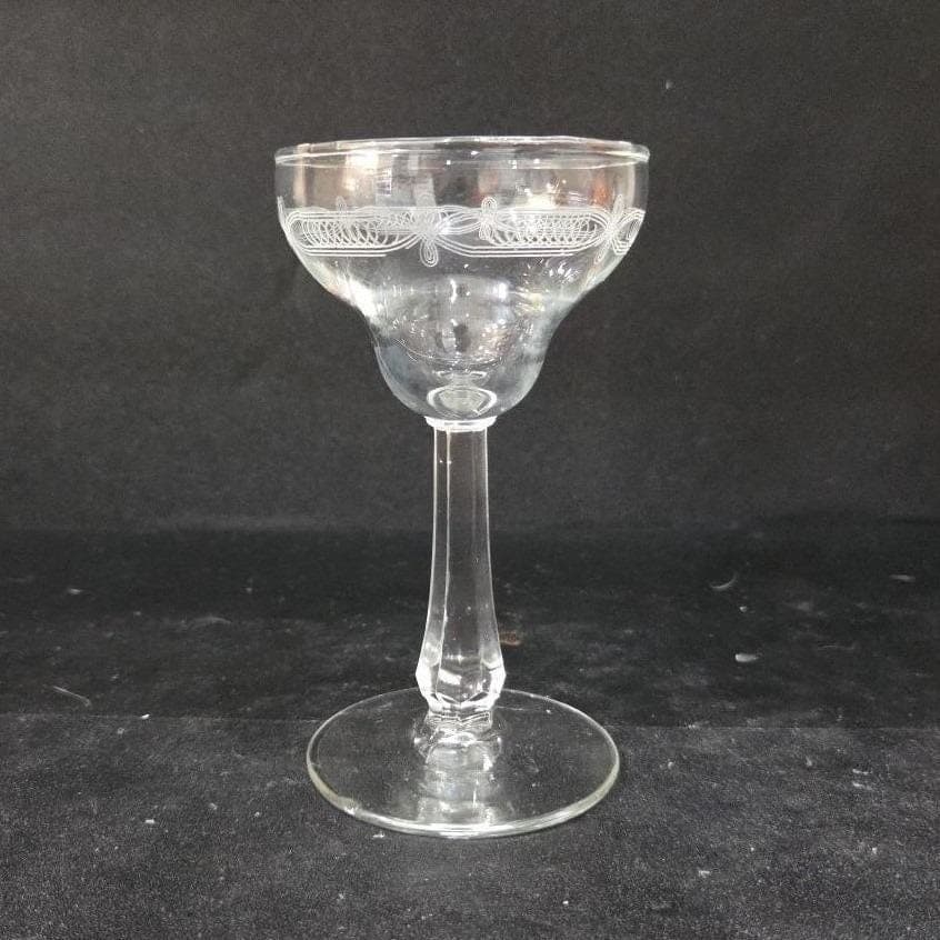 Libbey Needle Etched Cordial Glass, Vintage Liqueur Stemware, Barware Accessory - Thumbnail 10