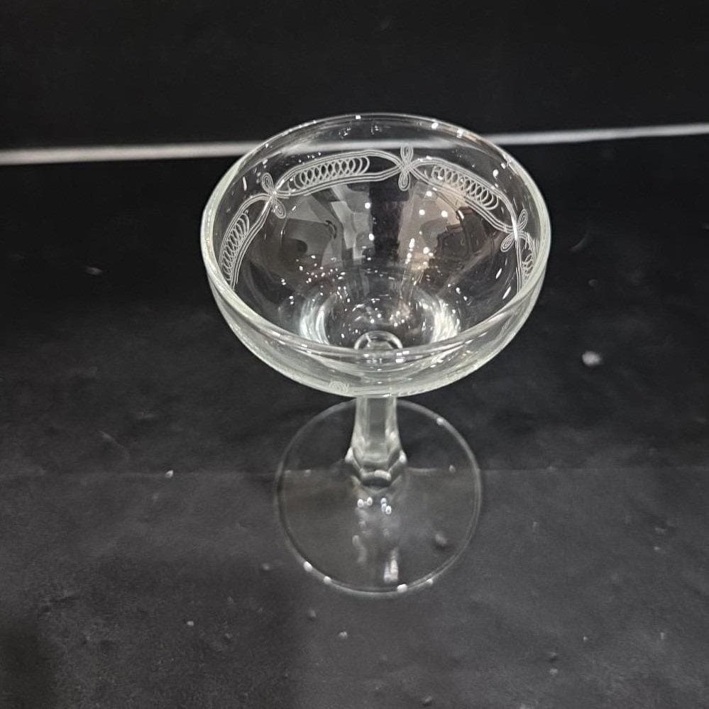 Libbey Needle Etched Cordial Glass, Vintage Liqueur Stemware, Barware Accessory - Thumbnail 6