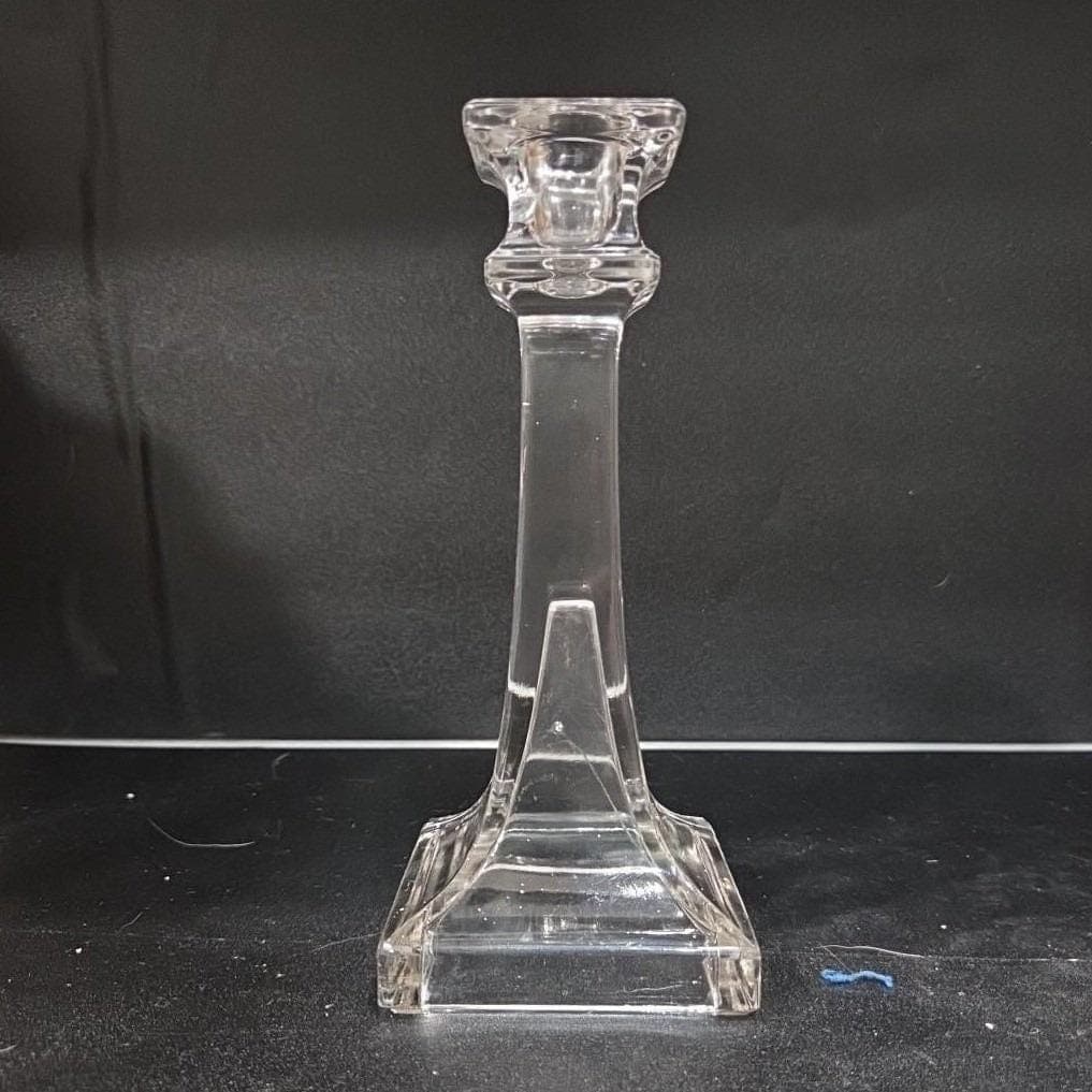 Westmoreland Style Vintage Square Cut Clear Glass Candlestick, Candle Holder - Thumbnail 7