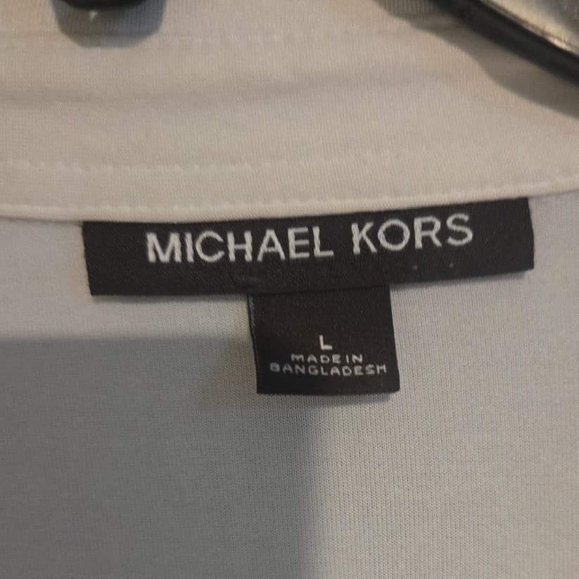 Michael Kors White Short Sleeve Polo Shirt, MK Logo, Men's Large Polyester Blend - Thumbnail 5