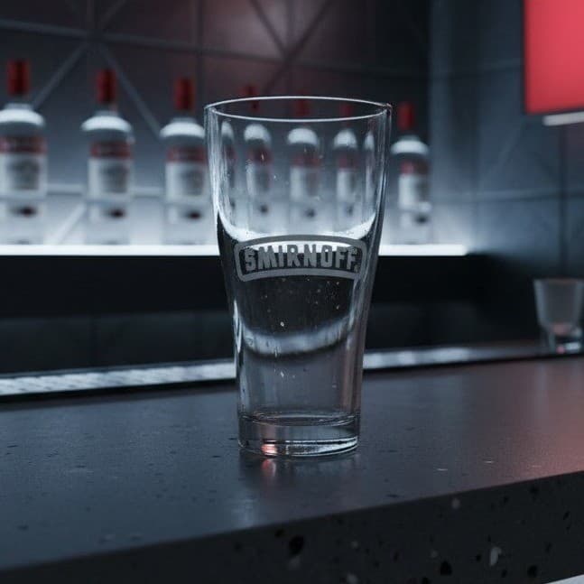 Smirnoff Vodka Logo Pint Glass, Clear Heavy Beer Glass, Replacement Drinkware