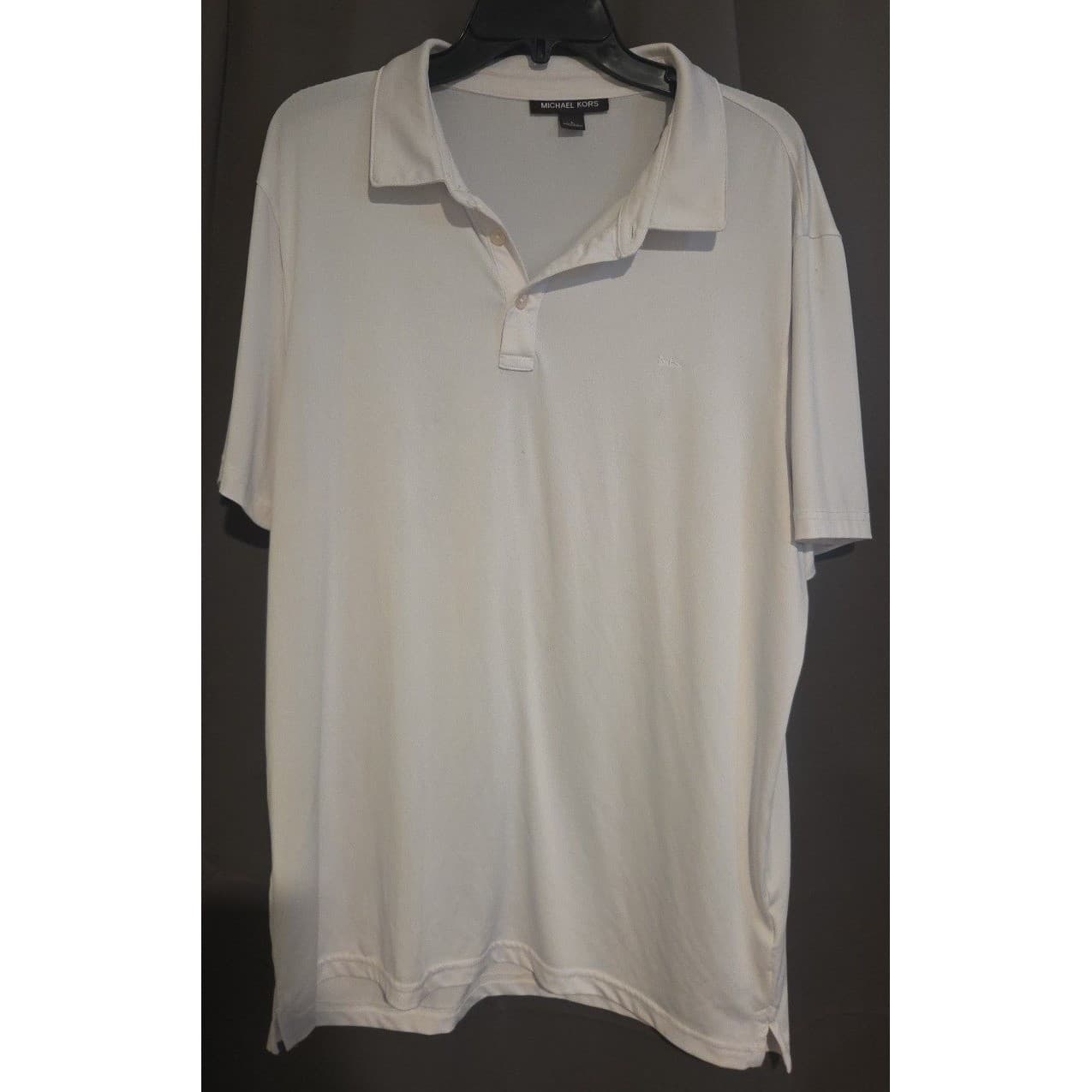 Michael Kors White Short Sleeve Polo Shirt, MK Logo, Men's Large Polyester Blend - Thumbnail 3