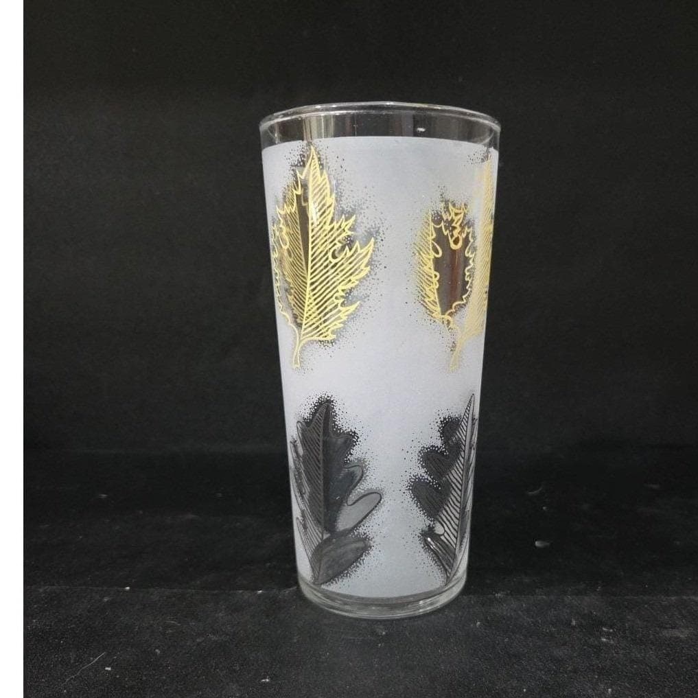 Libbey Frosted Oak Leaf Cocktail Glass, Vintage Replacement Tumbler, Drinkware - Thumbnail 7