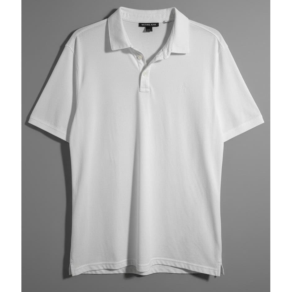 Michael Kors White Short Sleeve Polo Shirt, MK Logo, Men's Large Polyester Blend