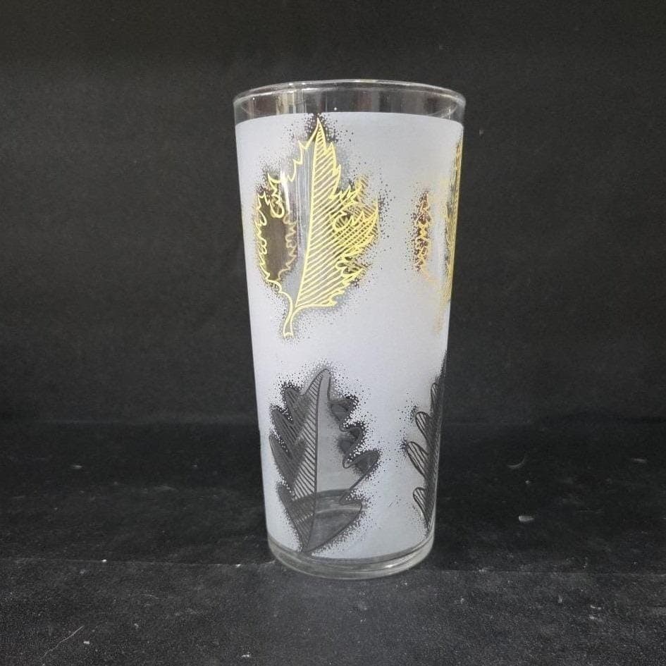 Libbey Frosted Oak Leaf Cocktail Glass, Vintage Replacement Tumbler, Drinkware - Thumbnail 9
