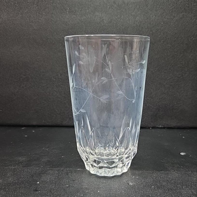 Princess House Heritage Tumbler, Vtg Etched Floral Glass, Replacement Drinkware - Thumbnail 2