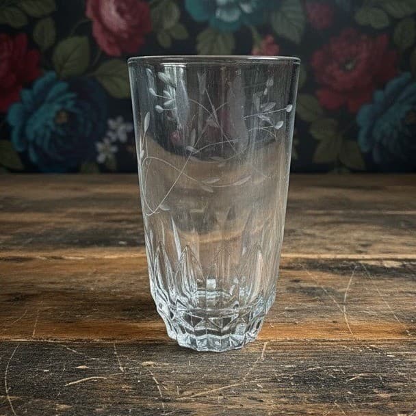 Princess House Heritage Tumbler, Vtg Etched Floral Glass, Replacement Drinkware