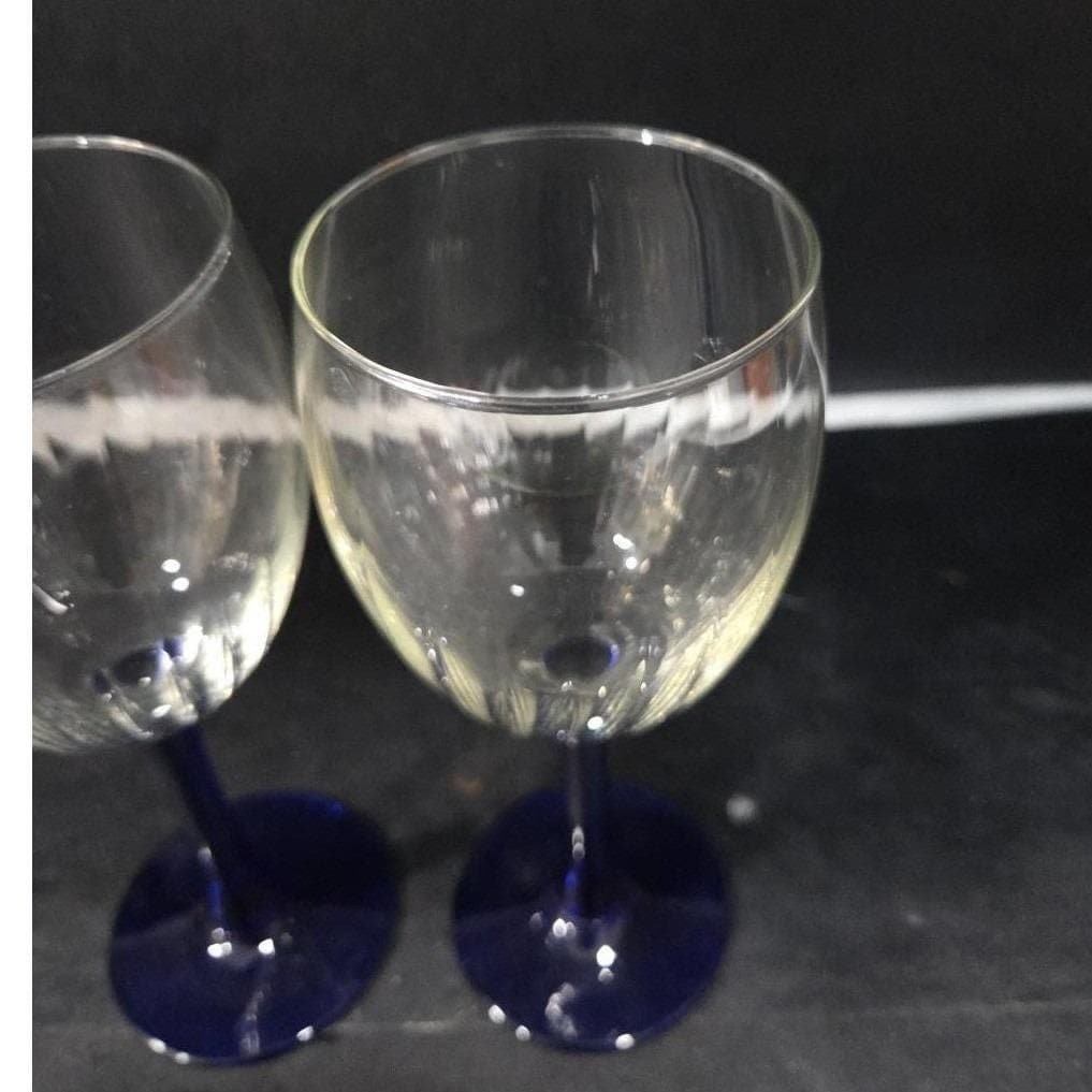 Luminarc Neptune Cobalt Wine Glasses, Set of 2, Vintage Replacement Stemware - Thumbnail 6
