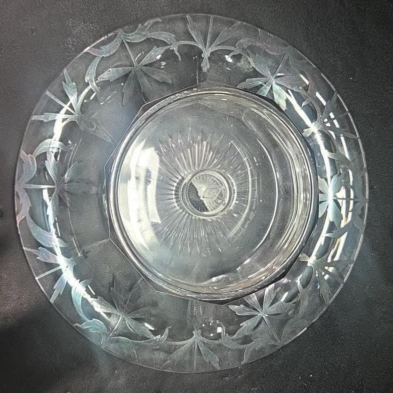 Heisey Silver Inlay Cheese & Cracker Serving Platter, Vintage Centerpiece Plate - Thumbnail 4