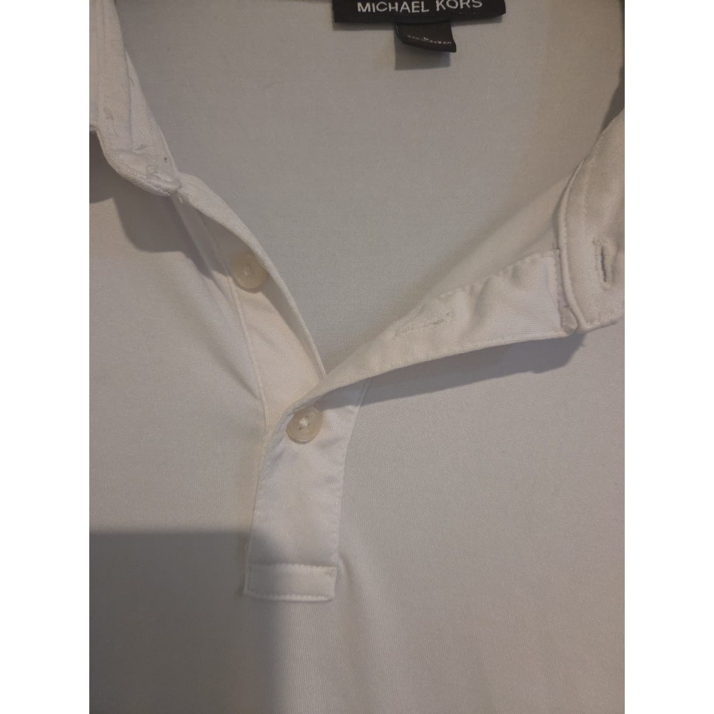 Michael Kors White Short Sleeve Polo Shirt, MK Logo, Men's Large Polyester Blend - Thumbnail 6