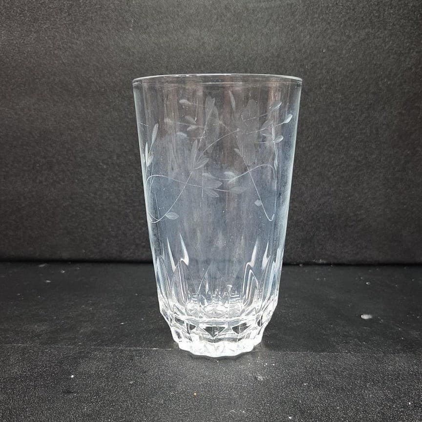 Princess House Heritage Tumbler, Vtg Etched Floral Glass, Replacement Drinkware - Thumbnail 4