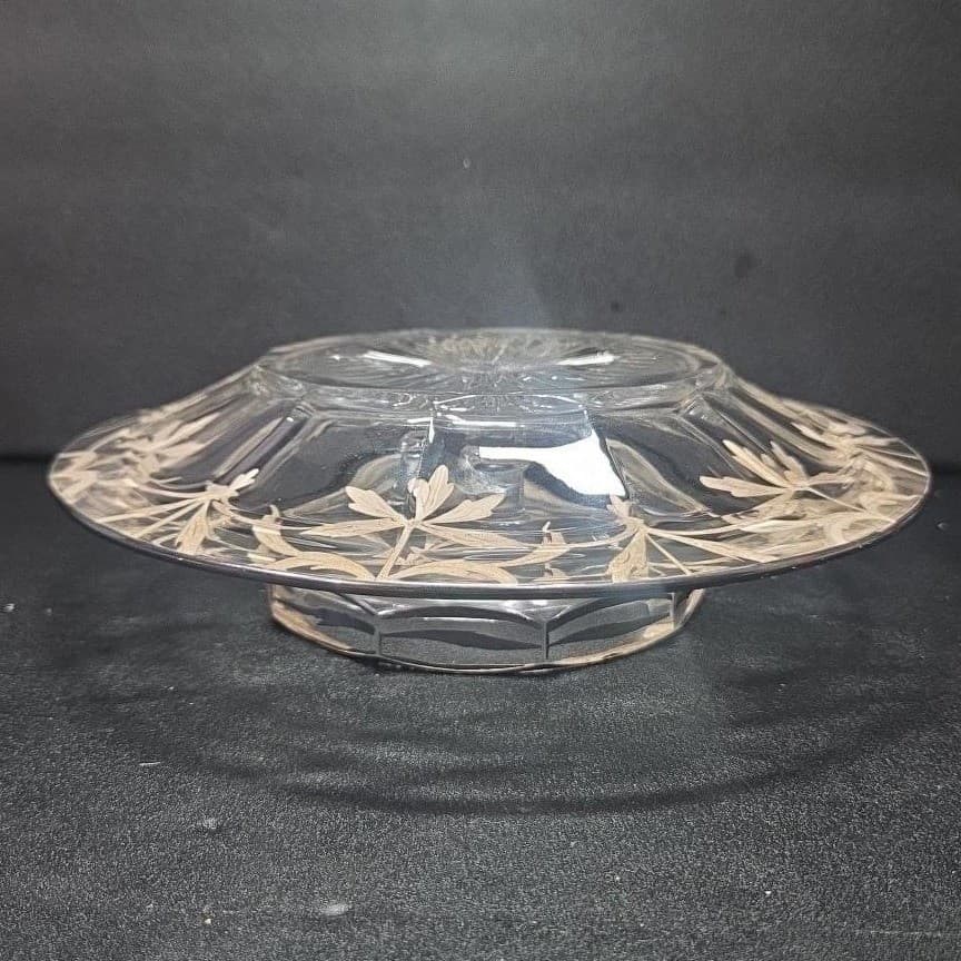Heisey Silver Inlay Cheese & Cracker Serving Platter, Vintage Centerpiece Plate - Thumbnail 11