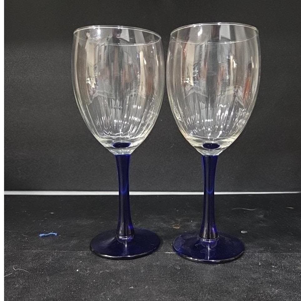 Luminarc Neptune Cobalt Wine Glasses, Set of 2, Vintage Replacement Stemware - Thumbnail 9