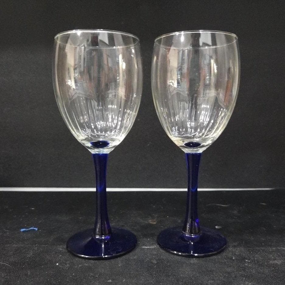 Luminarc Neptune Cobalt Wine Glasses, Set of 2, Vintage Replacement Stemware - Thumbnail 7