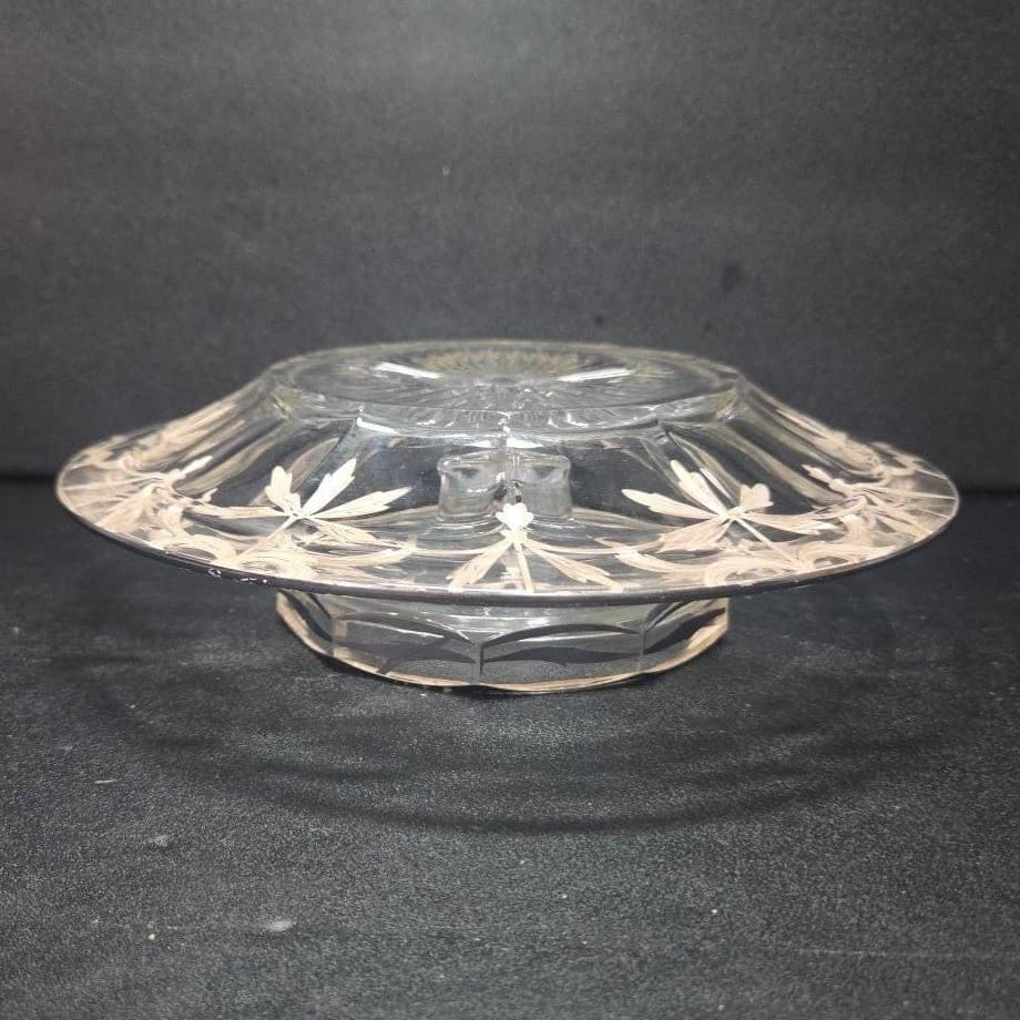 Heisey Silver Inlay Cheese & Cracker Serving Platter, Vintage Centerpiece Plate - Thumbnail 9