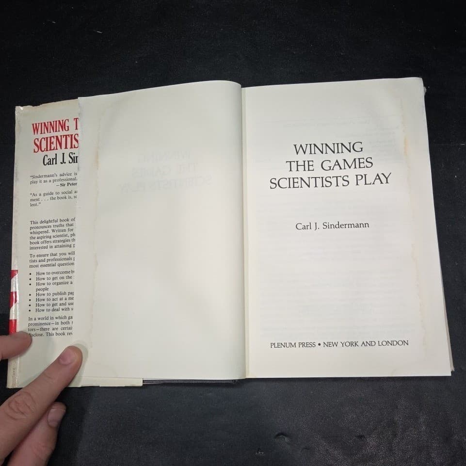 Winning the Games Scientists Play Carl J Sindermann Signed 1982 Hardcover Book - Thumbnail 4