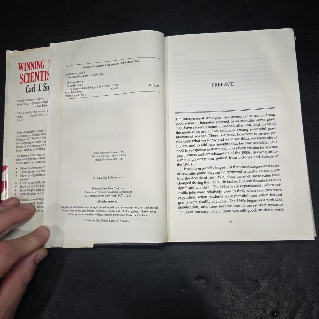 Winning the Games Scientists Play Carl J Sindermann Signed 1982 Hardcover Book - Thumbnail 5