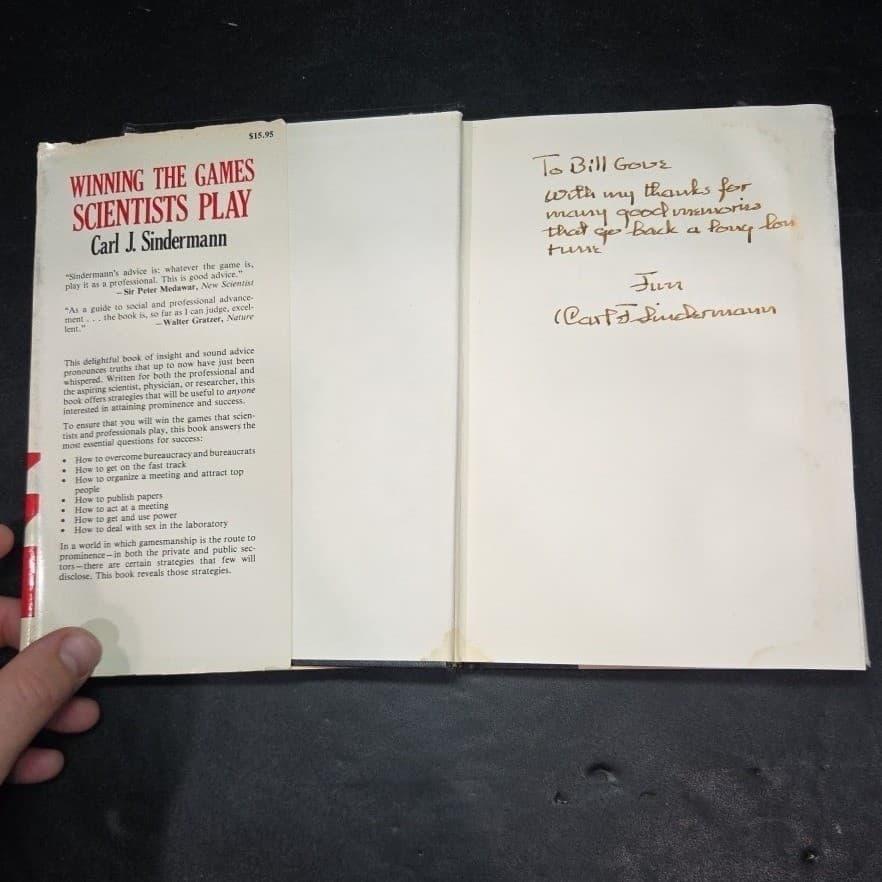 Winning the Games Scientists Play Carl J Sindermann Signed 1982 Hardcover Book - Thumbnail 3