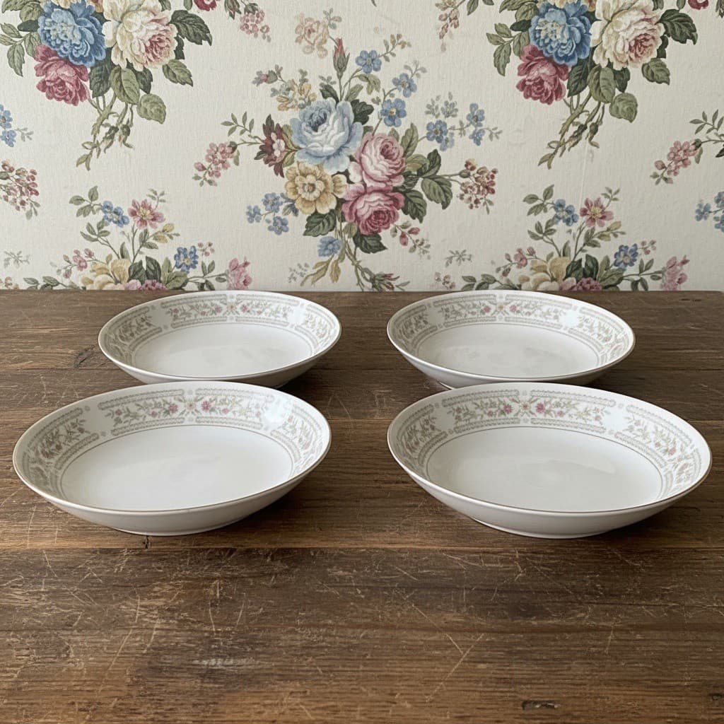 Crescent China "Chelsea" Salad Bowls, Set of 4, Vintage Porcelain Dinnerware