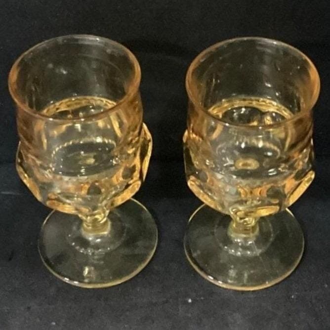 Indiana Glass Kings Crown Thumbprint Wine Goblets, Set of 2, Vintage Stemware - Thumbnail 6