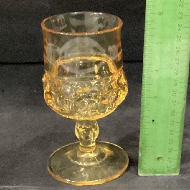 Indiana Glass Kings Crown Thumbprint Wine Goblets, Set of 2, Vintage Stemware - Thumbnail 2