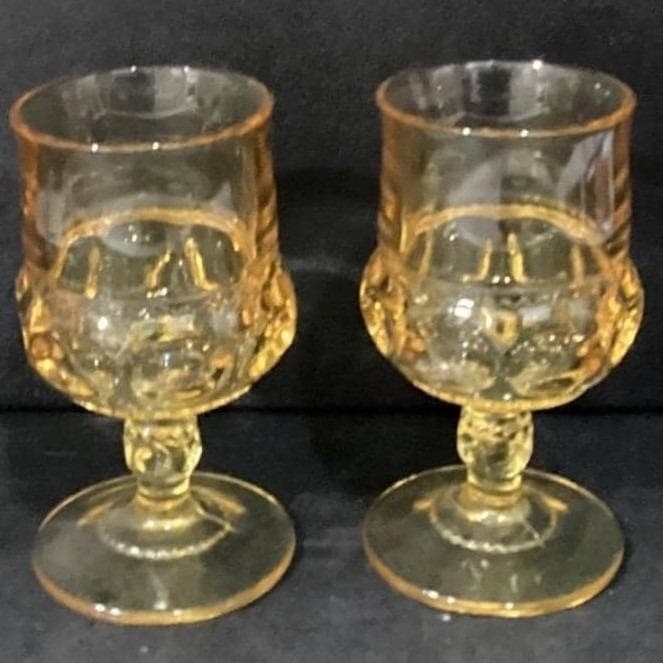 Indiana Glass Kings Crown Thumbprint Wine Goblets, Set of 2, Vintage Stemware - Thumbnail 10