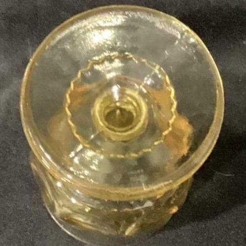 Indiana Glass Kings Crown Thumbprint Goblets, Set of 2, Vintage Yellow Stemware - Thumbnail 4