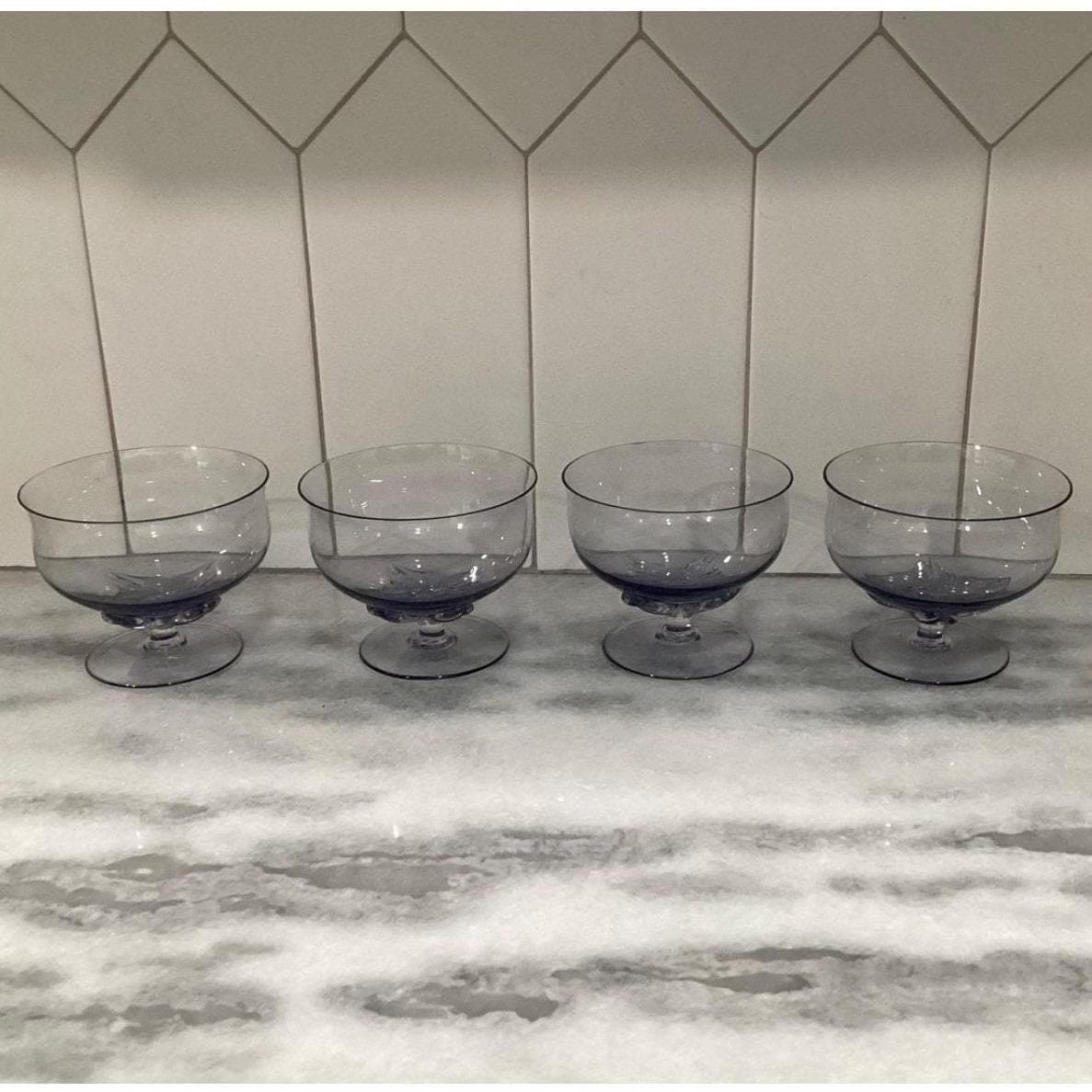 Blefeld Leaf Fantasy Lilac Sherbet Glasses, Set of 4, Vtg Hand-Blown Crystal - Thumbnail 10