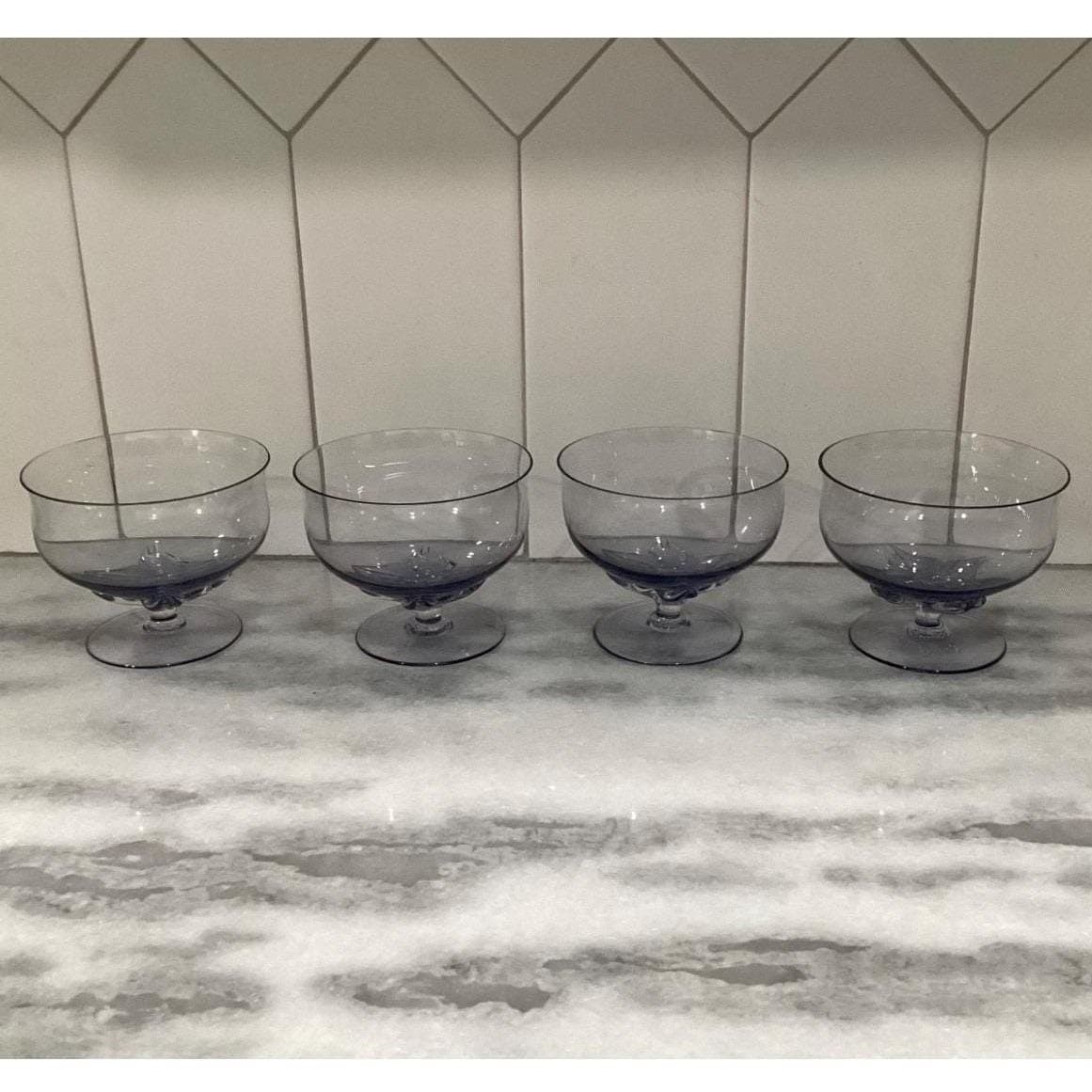 Blefeld Leaf Fantasy Lilac Sherbet Glasses, Set of 4, Vtg Hand-Blown Crystal - Thumbnail 9